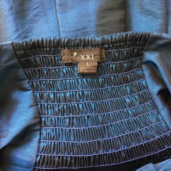 Forever 21 Dark Blue Strapless Short Taffeta Party Dress,Size L - Picture 4 of 7